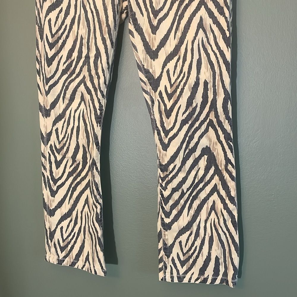 Current Elliott The Ruby Crop Jeans Natural Zebra Cropped Flare Jeans Sz 26 - Picture 7 of 9
